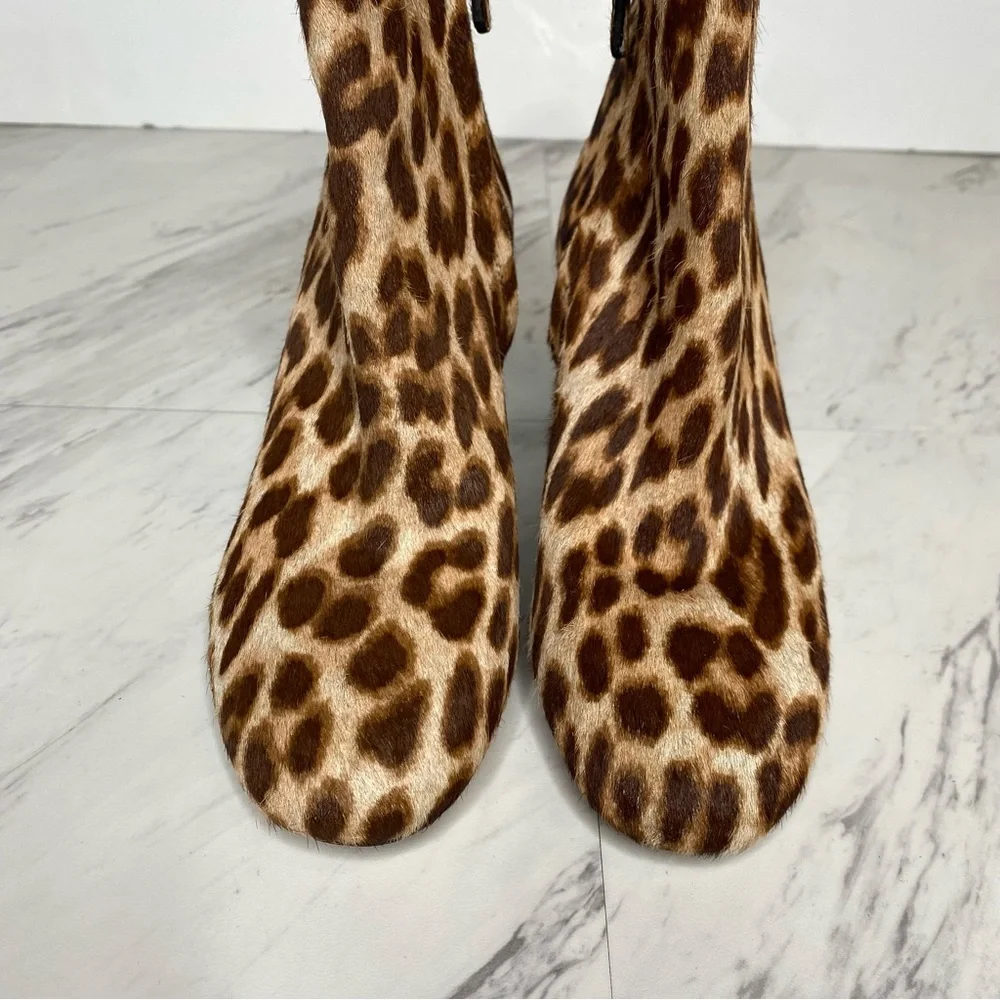 Tory Burch Brooke Leopard Heeled Bootie 5 1/2 M